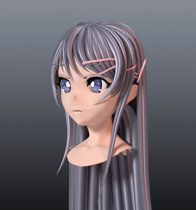 Sakurajima Mai hair style 3D 3D model_3