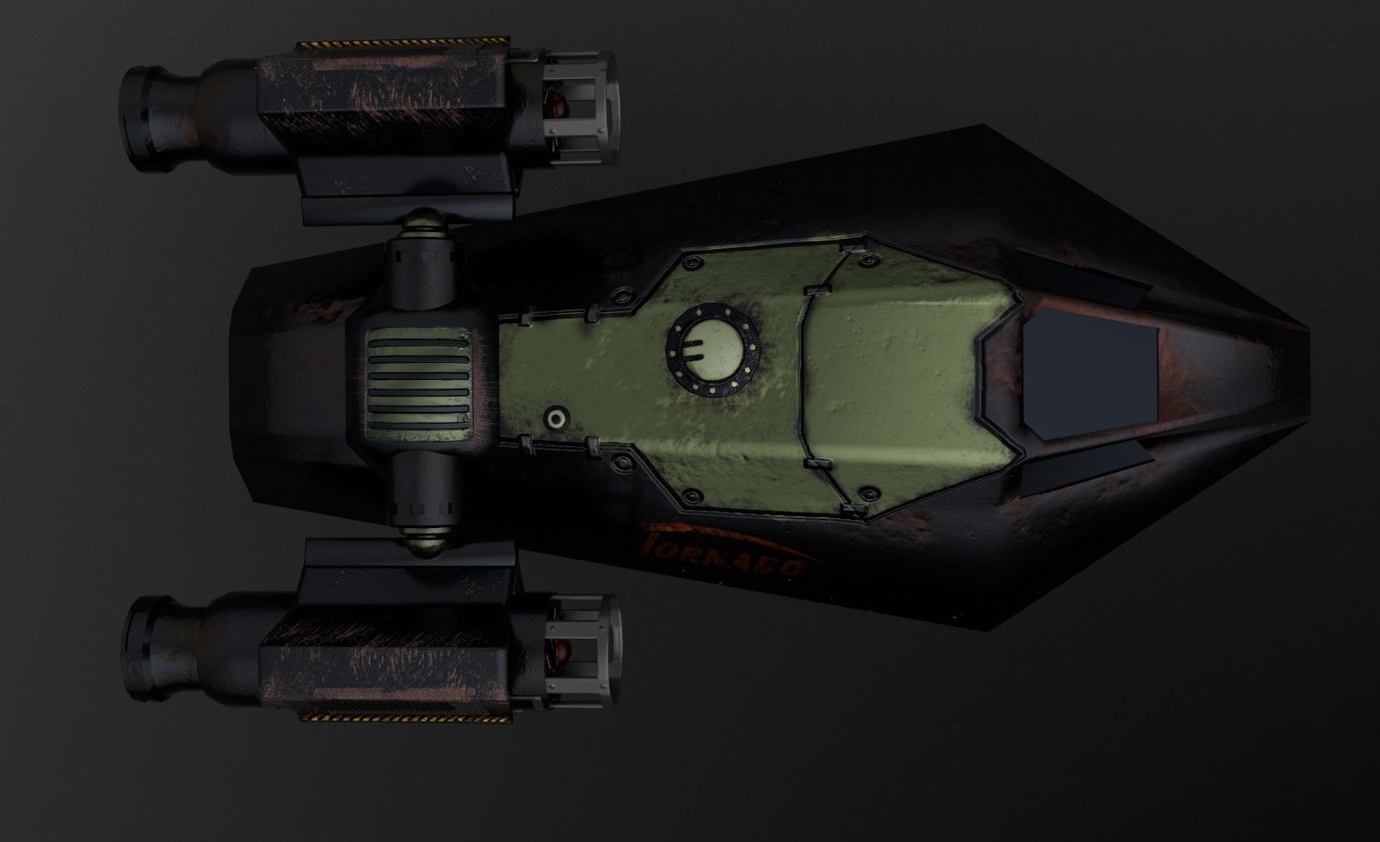 Spaceship Low-poly 3D model old rusty Low-poly 3D model_3