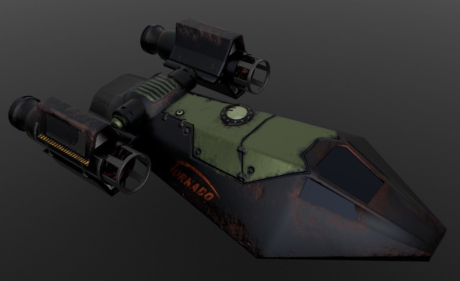 Spaceship Low-poly 3D model old rusty Low-poly 3D model_1