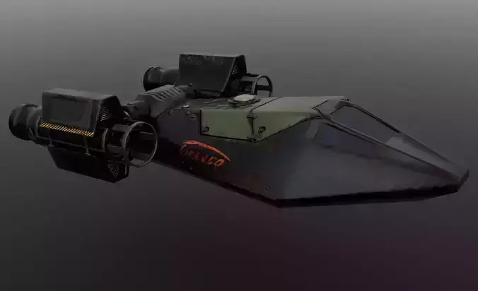 Spaceship Low-poly 3D model old rusty