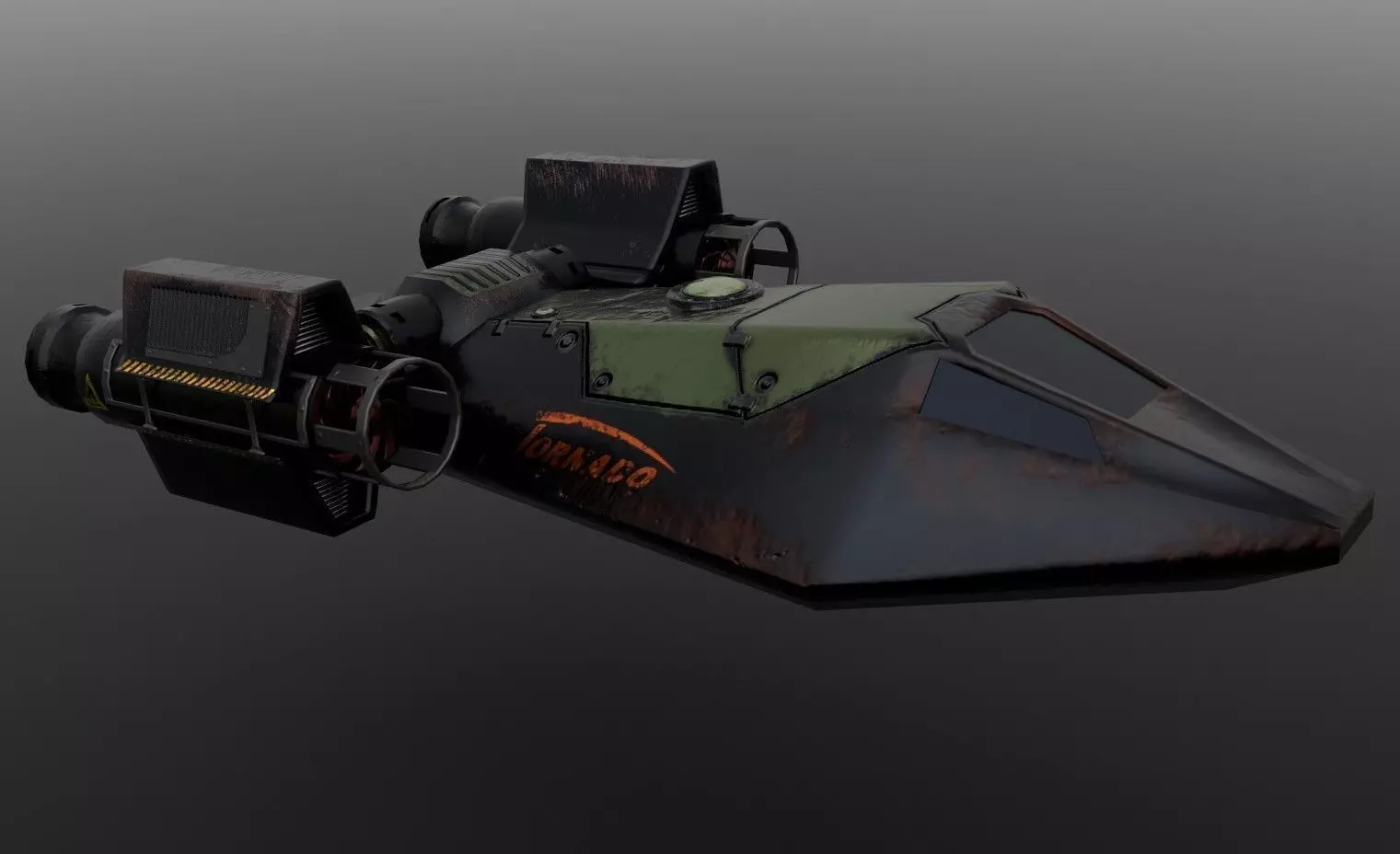 Spaceship Low-poly 3D model old rusty Low-poly 3D model_0