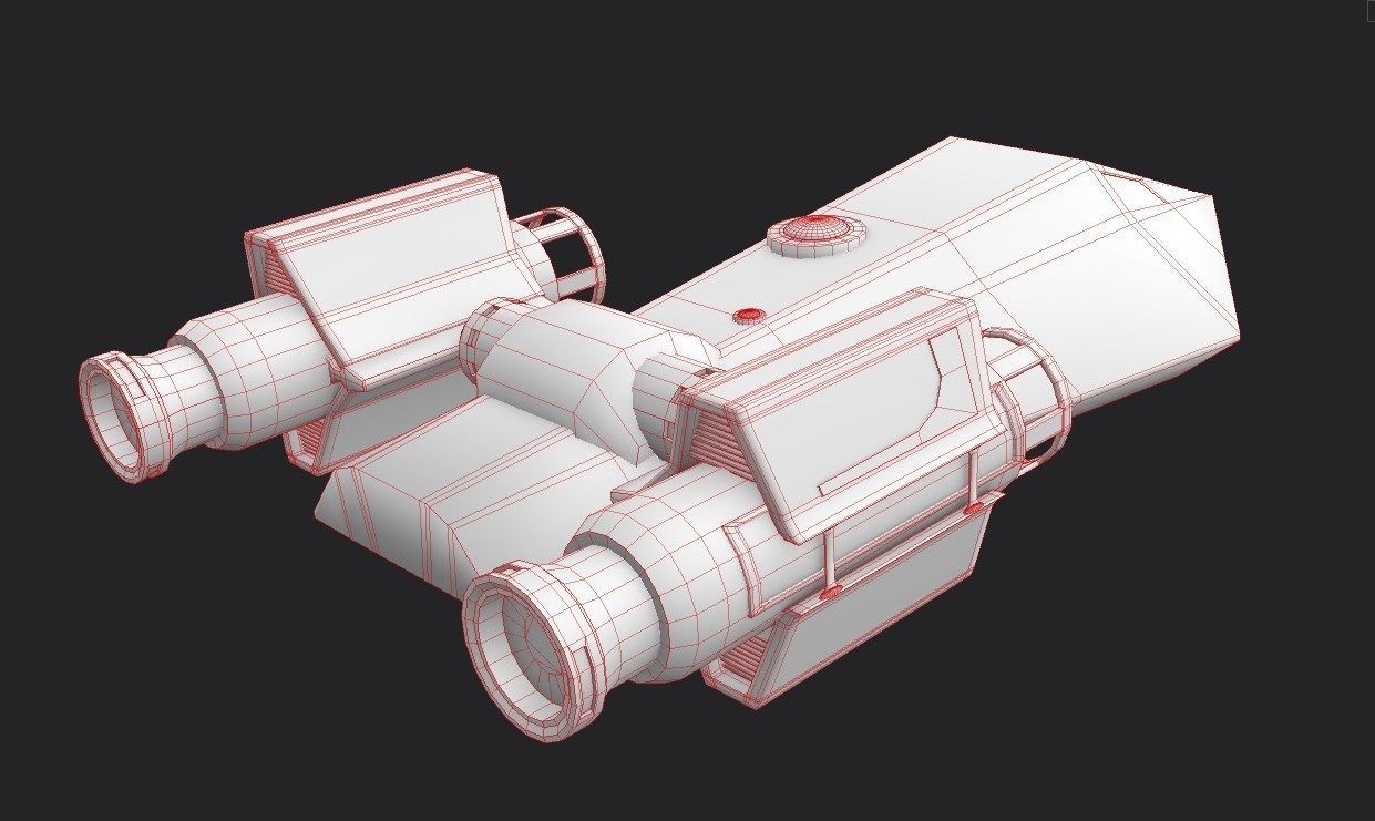 Spaceship Low-poly 3D model old rusty Low-poly 3D model_8