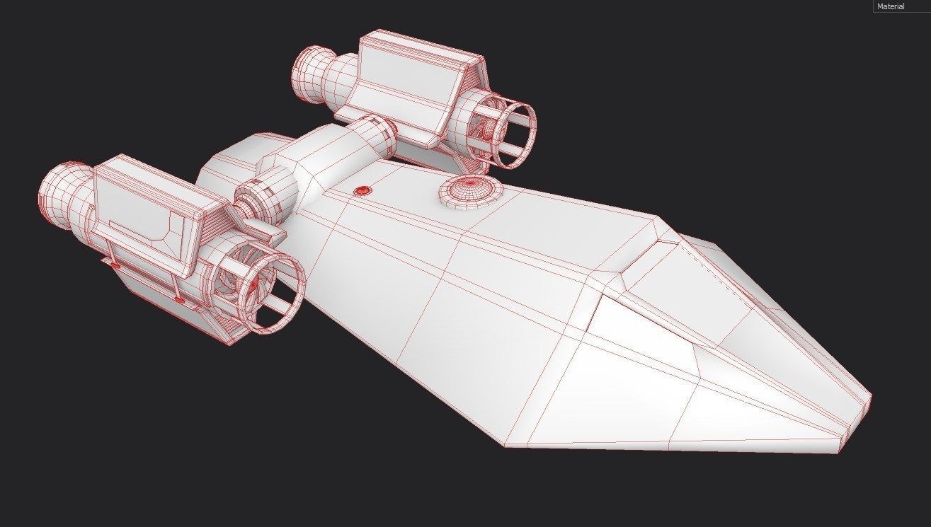 Spaceship Low-poly 3D model old rusty Low-poly 3D model_5