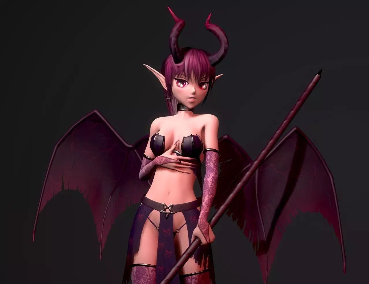 Succubus Anime Low-poly 3D model_0