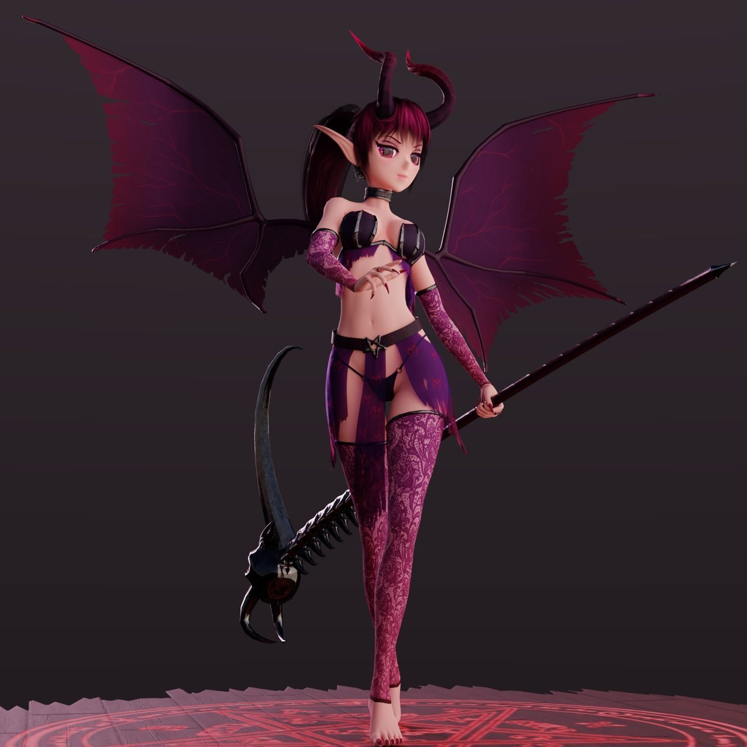 Succubus Anime Low-poly 3D model_3