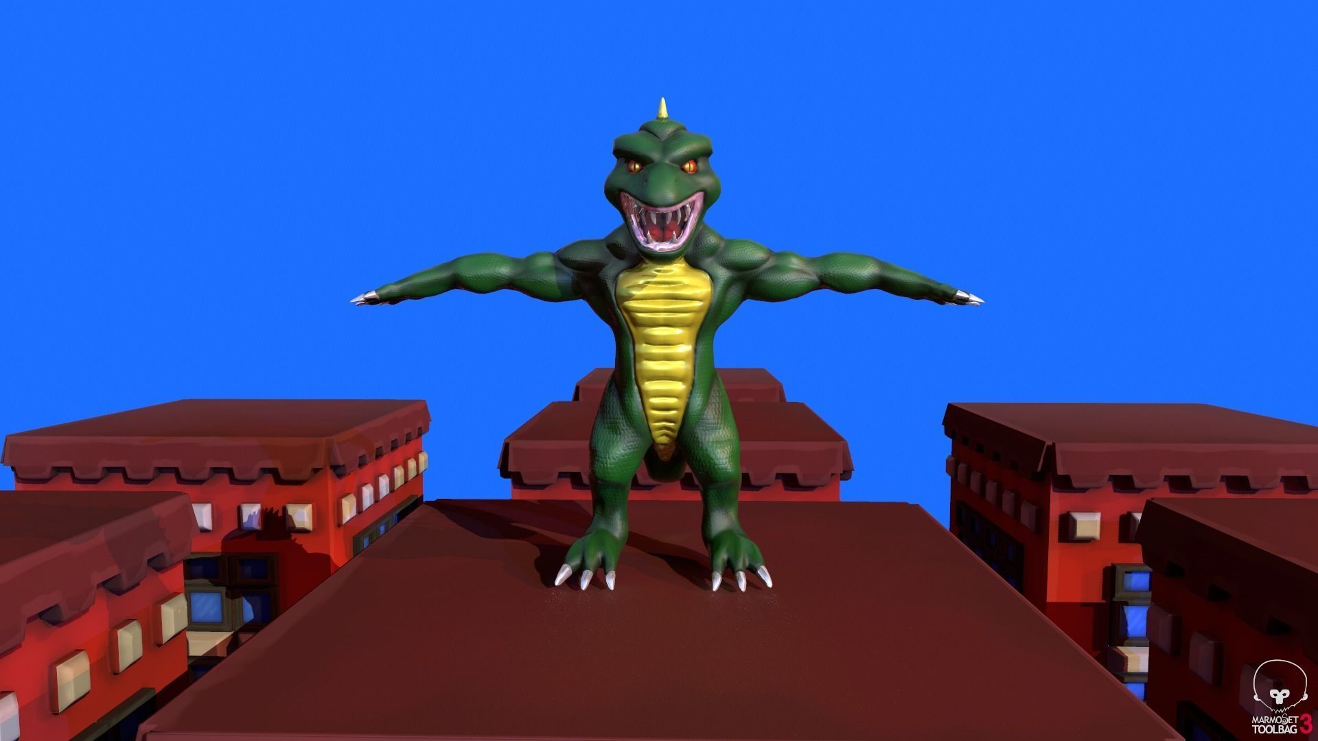 Stylized Lizzie From Rampage Low-poly 3D model_1