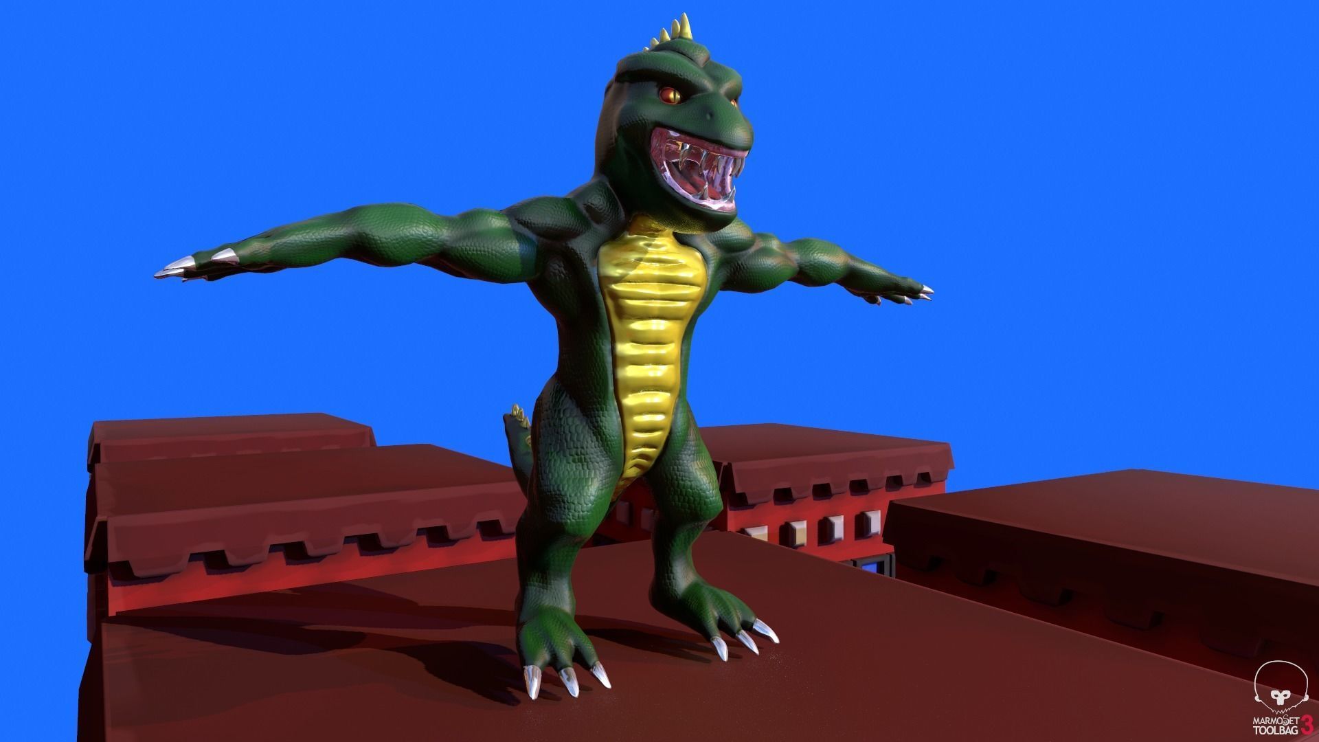 Stylized Lizzie From Rampage Low-poly 3D model_2