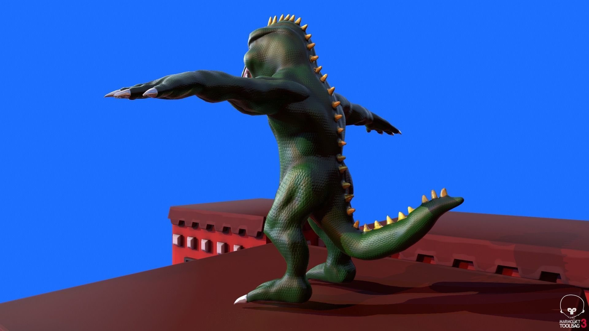 Stylized Lizzie From Rampage Low-poly 3D model_6