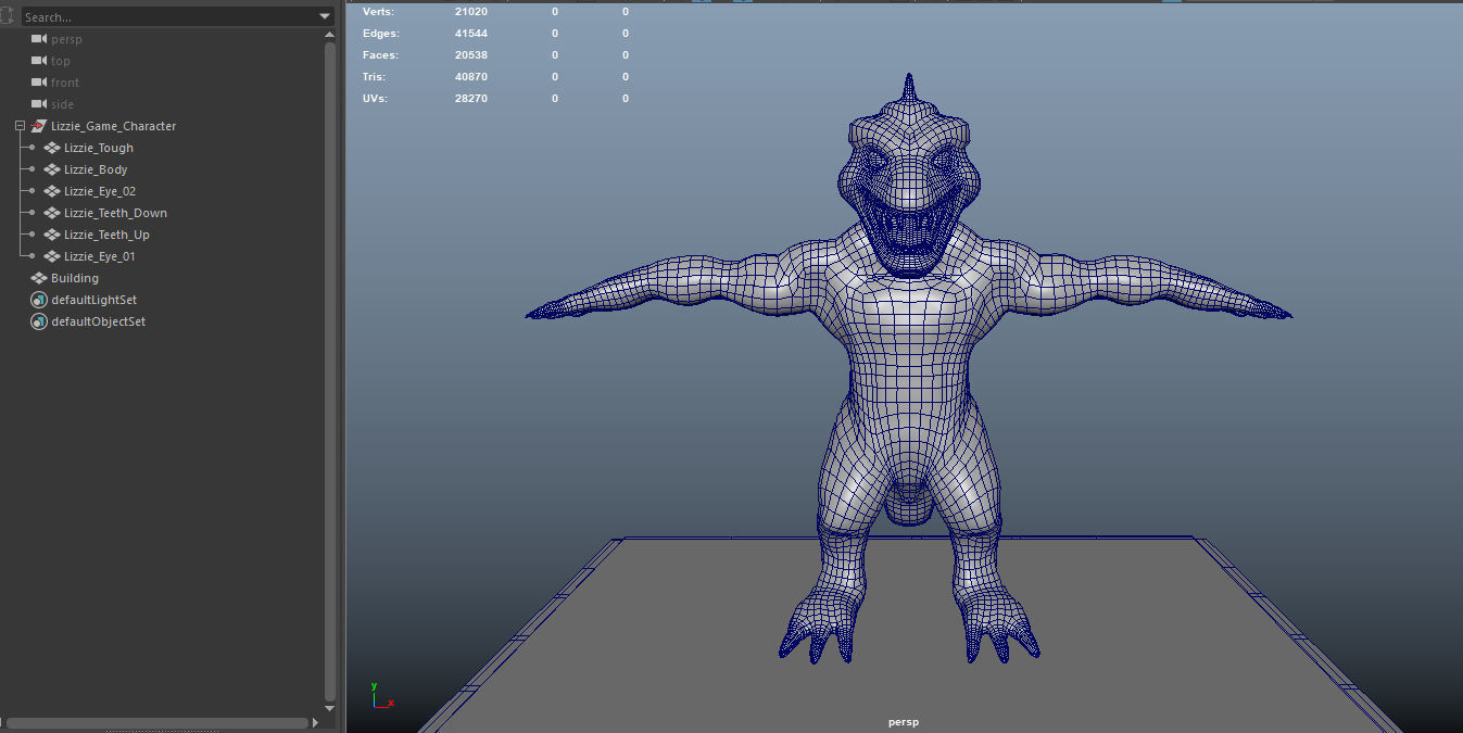 Stylized Lizzie From Rampage Low-poly 3D model_12