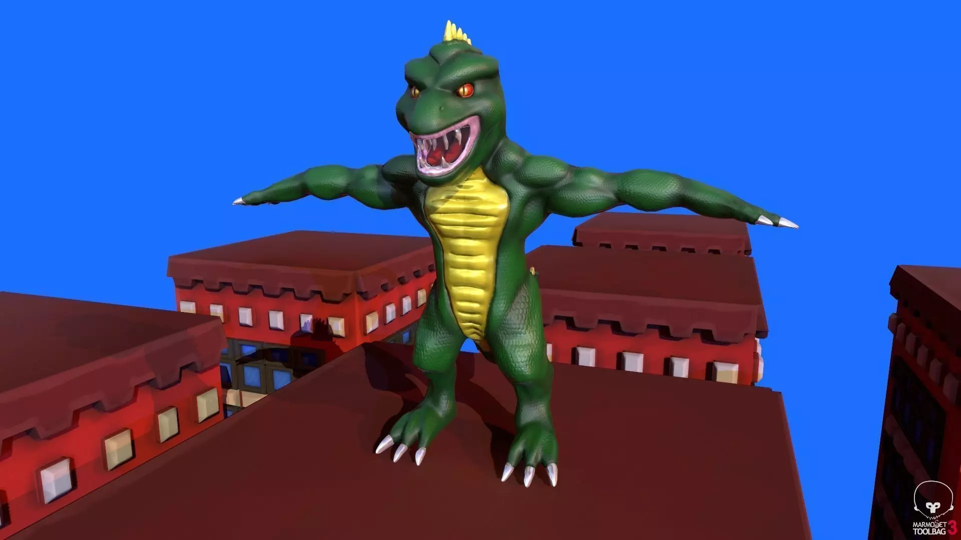 Stylized Lizzie From Rampage Low-poly 3D model_0