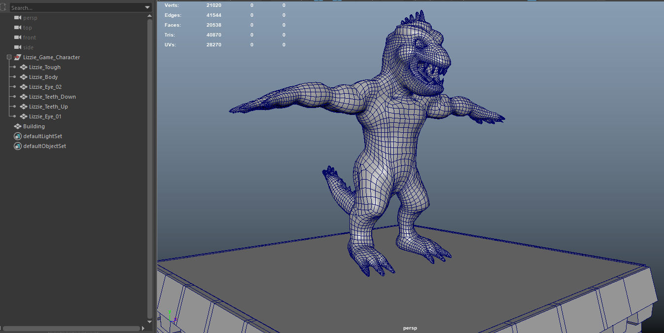 Stylized Lizzie From Rampage Low-poly 3D model_16