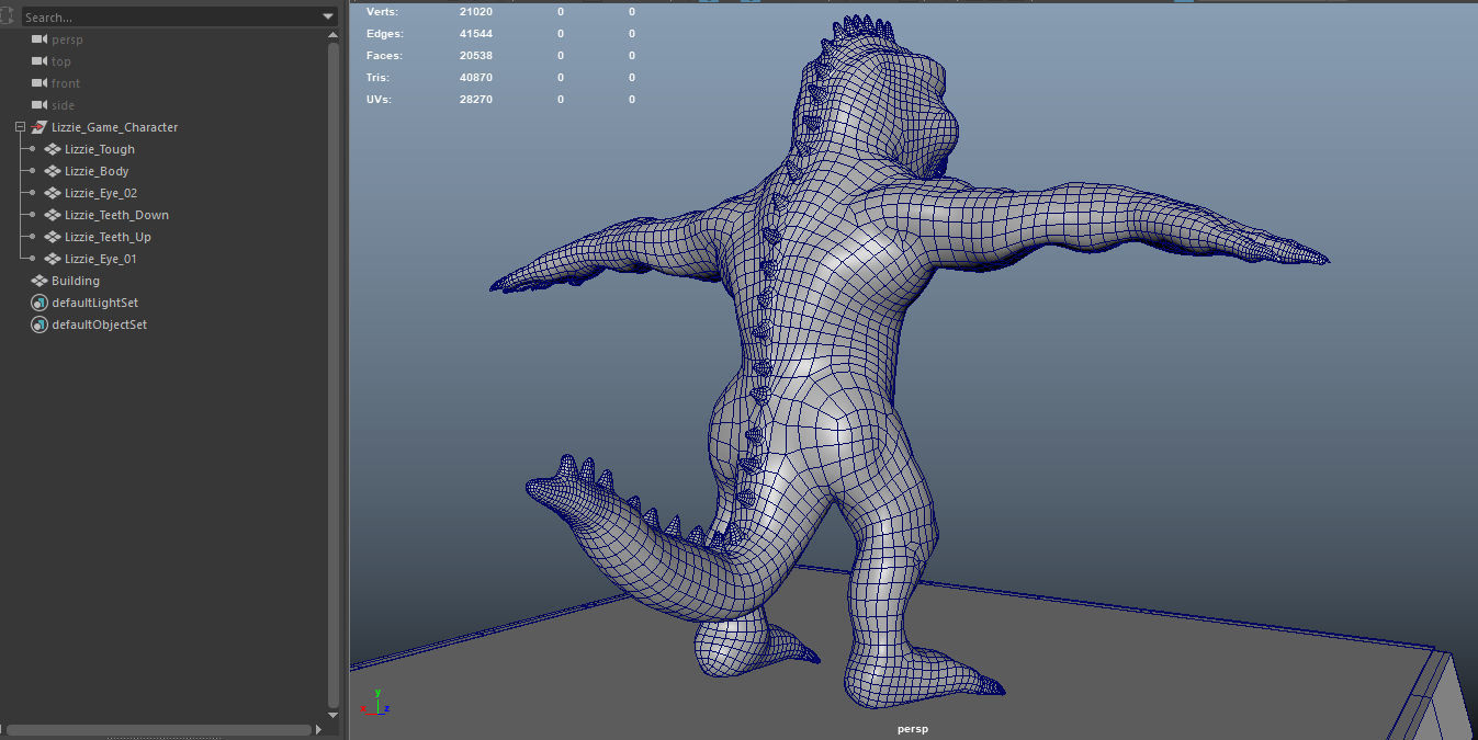 Stylized Lizzie From Rampage Low-poly 3D model_13