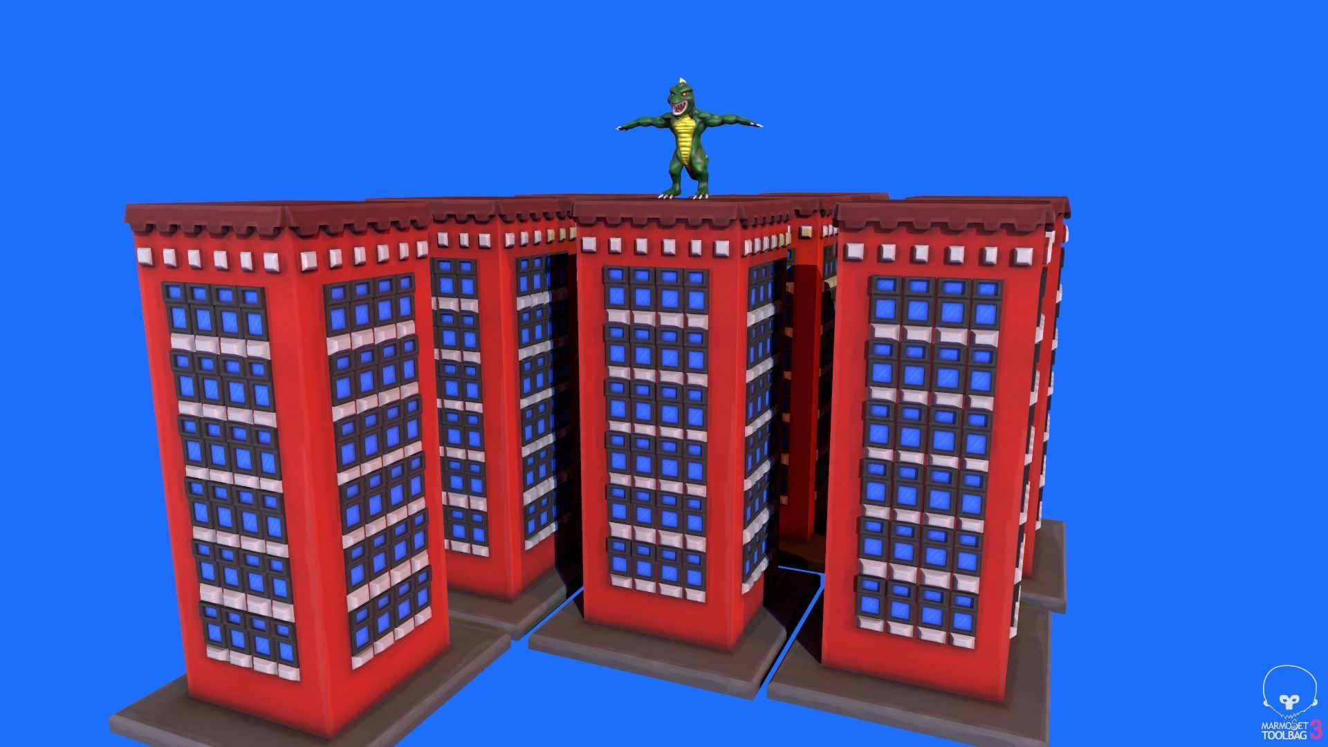 Stylized Lizzie From Rampage Low-poly 3D model_7