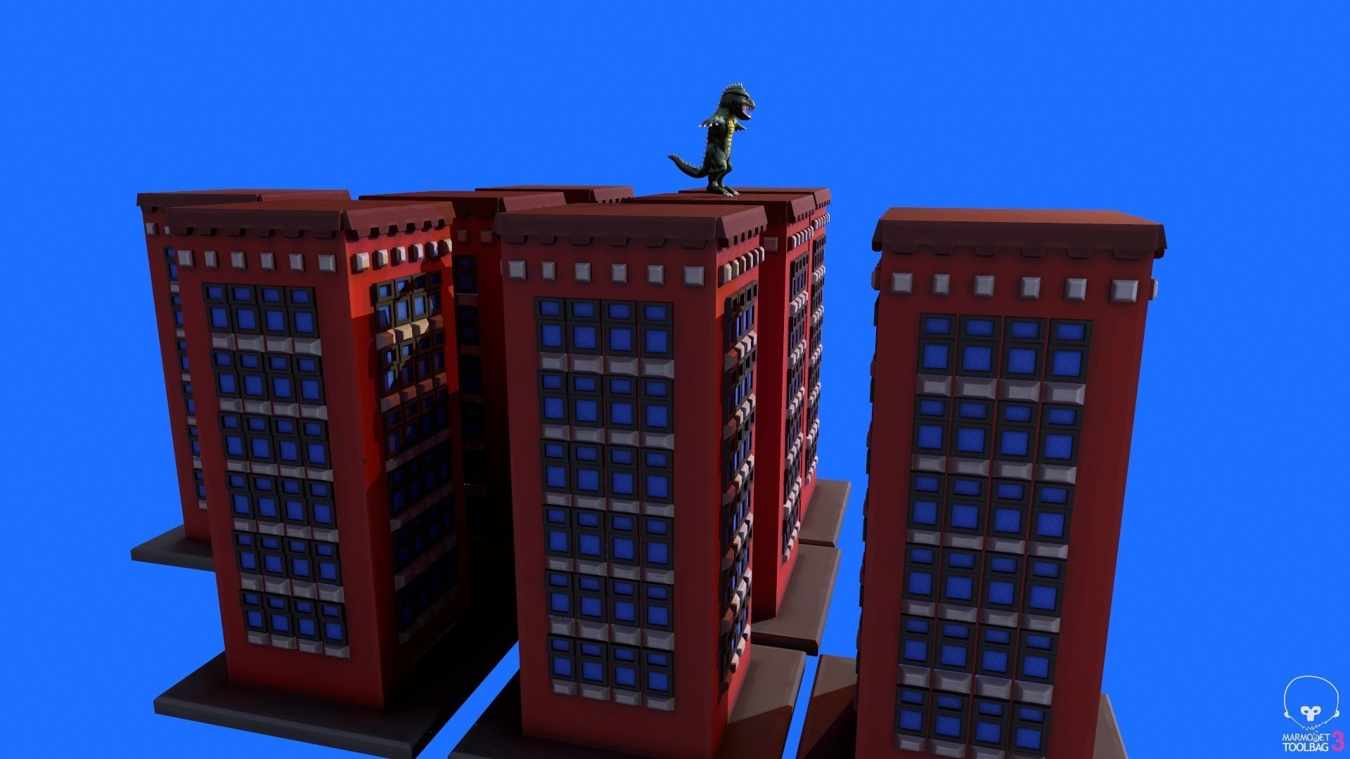 Stylized Lizzie From Rampage Low-poly 3D model_9