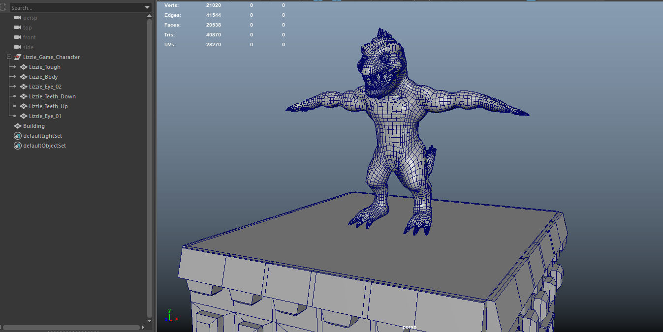 Stylized Lizzie From Rampage Low-poly 3D model_17