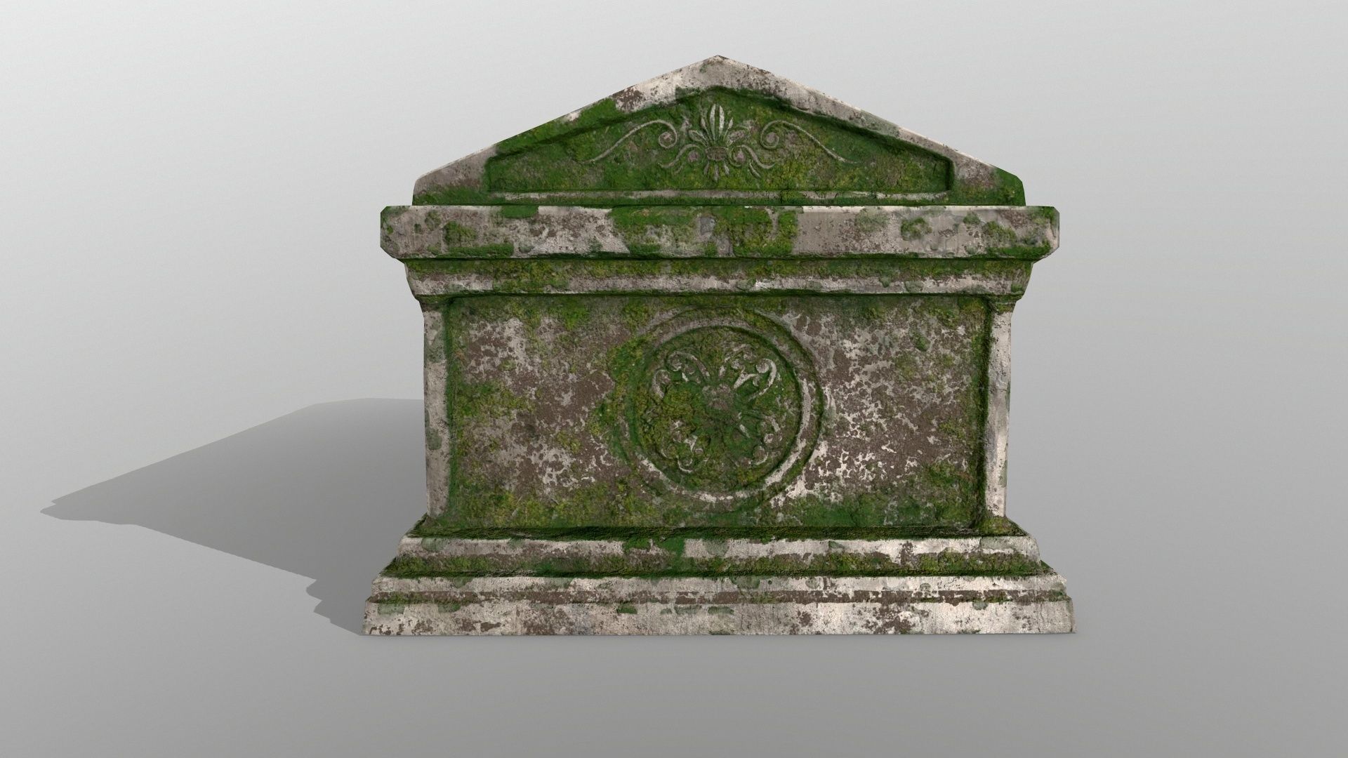tomb 1 stone casket with moss Low-poly 3D model_5