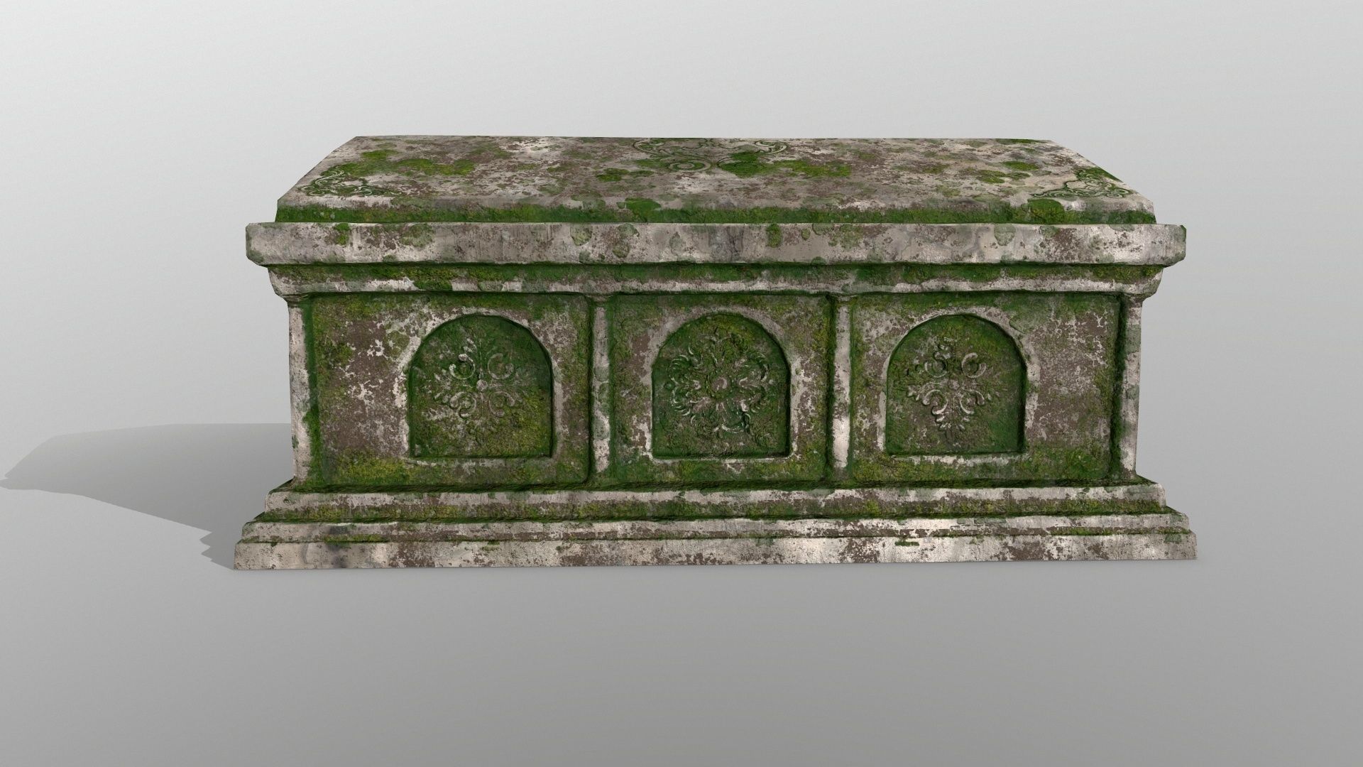 tomb 1 stone casket with moss Low-poly 3D model_3