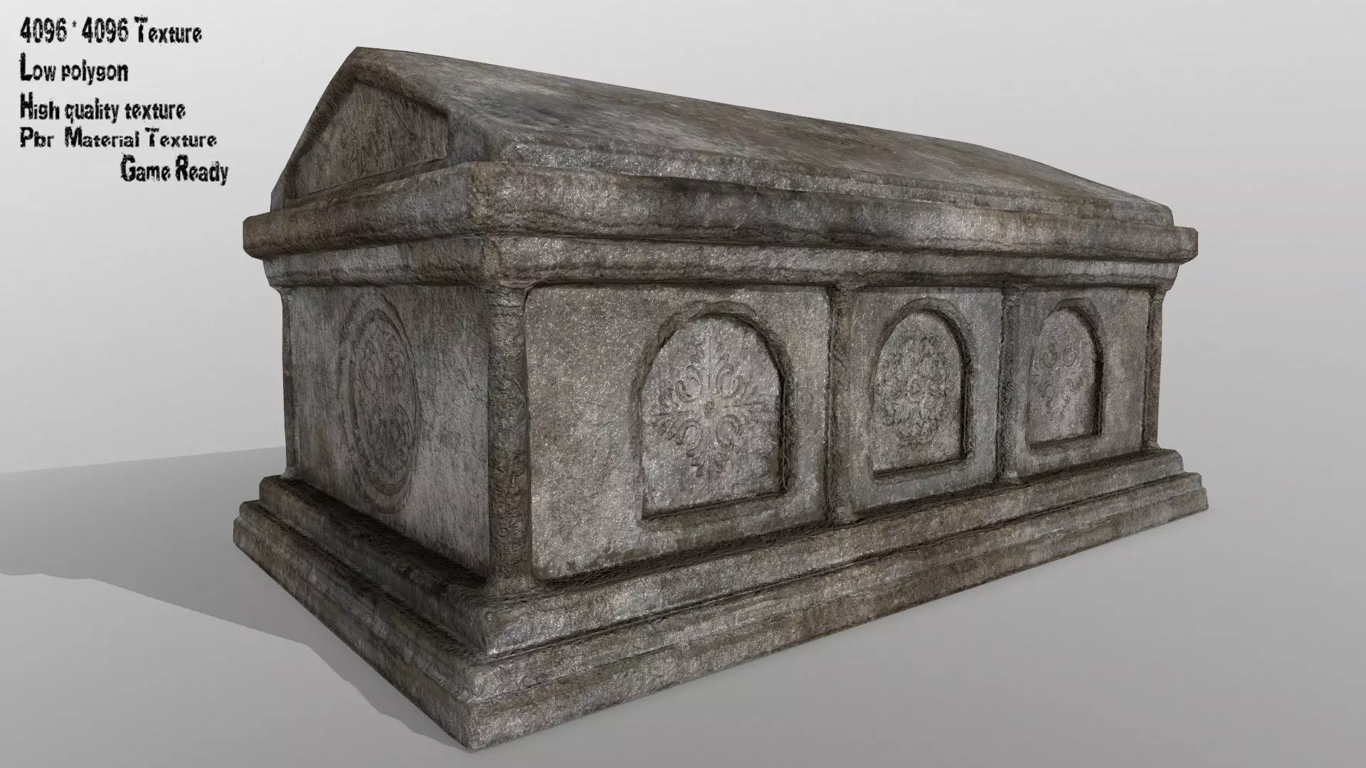tomb 5 stone casket Low-poly 3D model_0