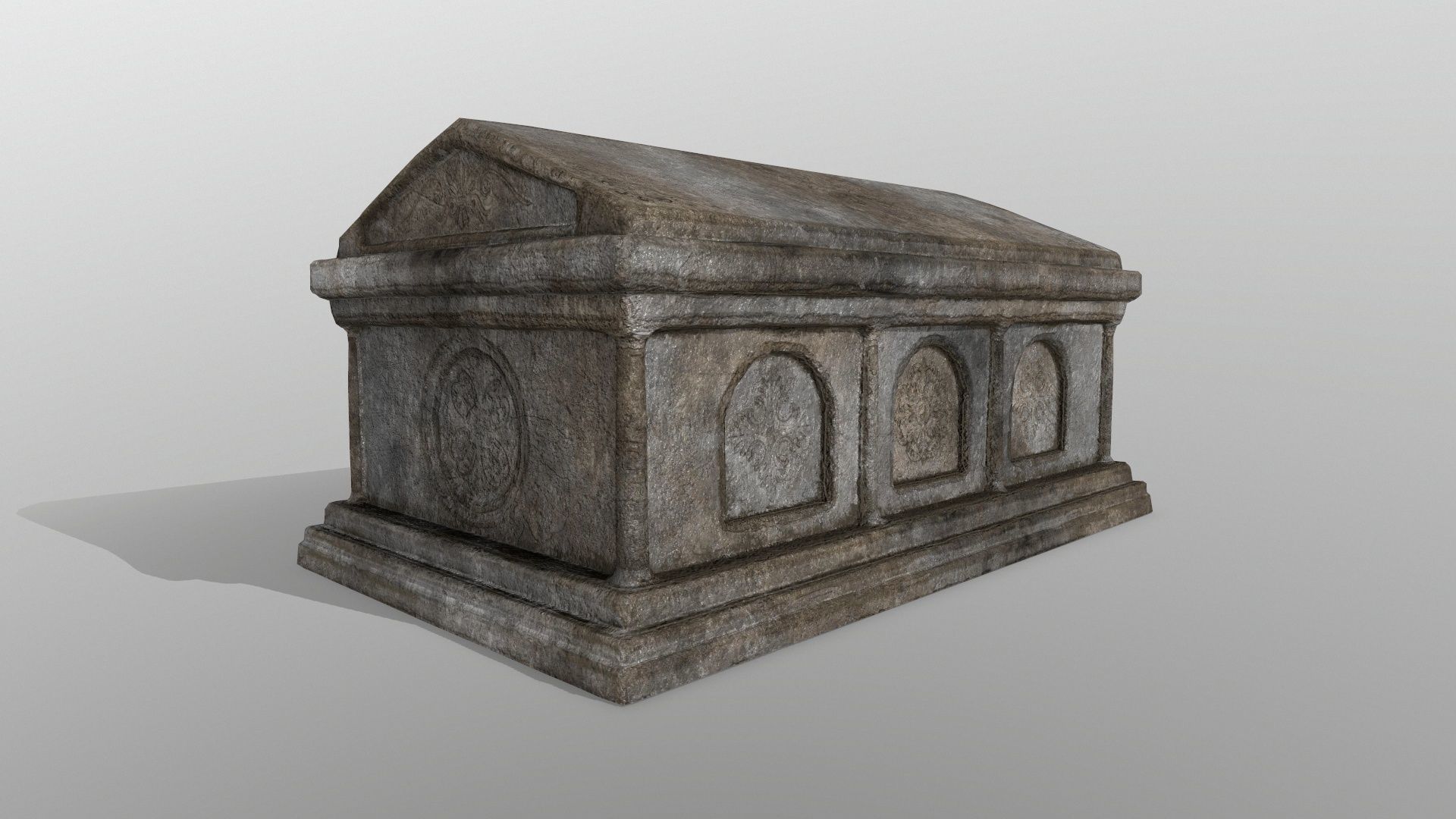 tomb 5 stone casket Low-poly 3D model_6