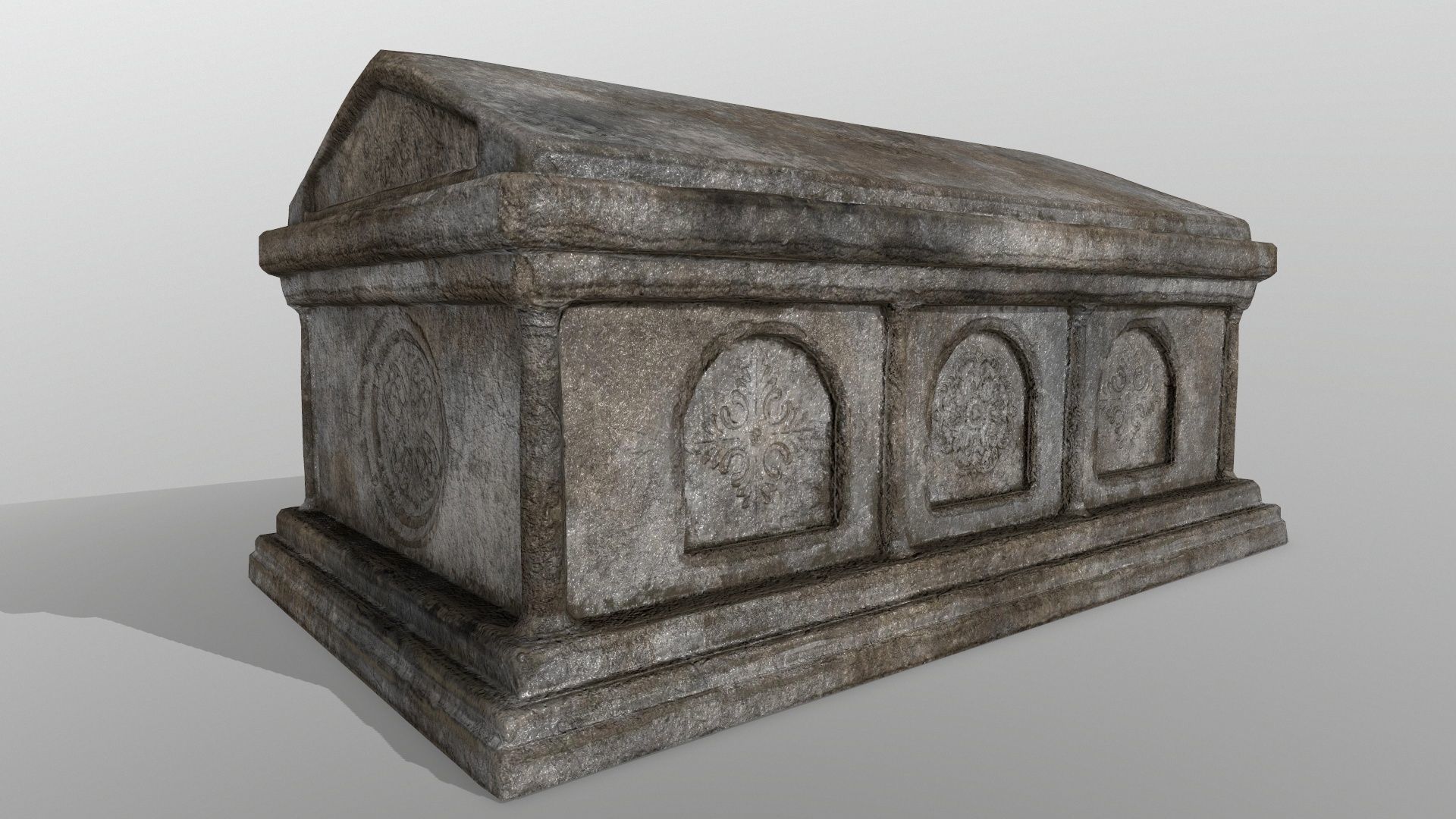 tomb 5 stone casket Low-poly 3D model_1