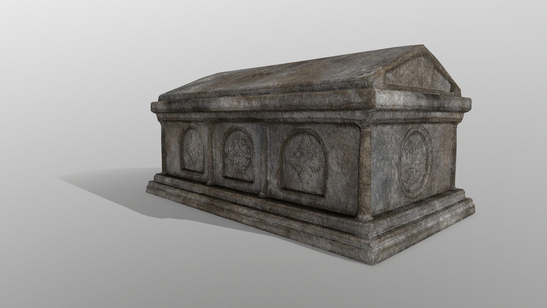 tomb 5 stone casket Low-poly 3D model_4
