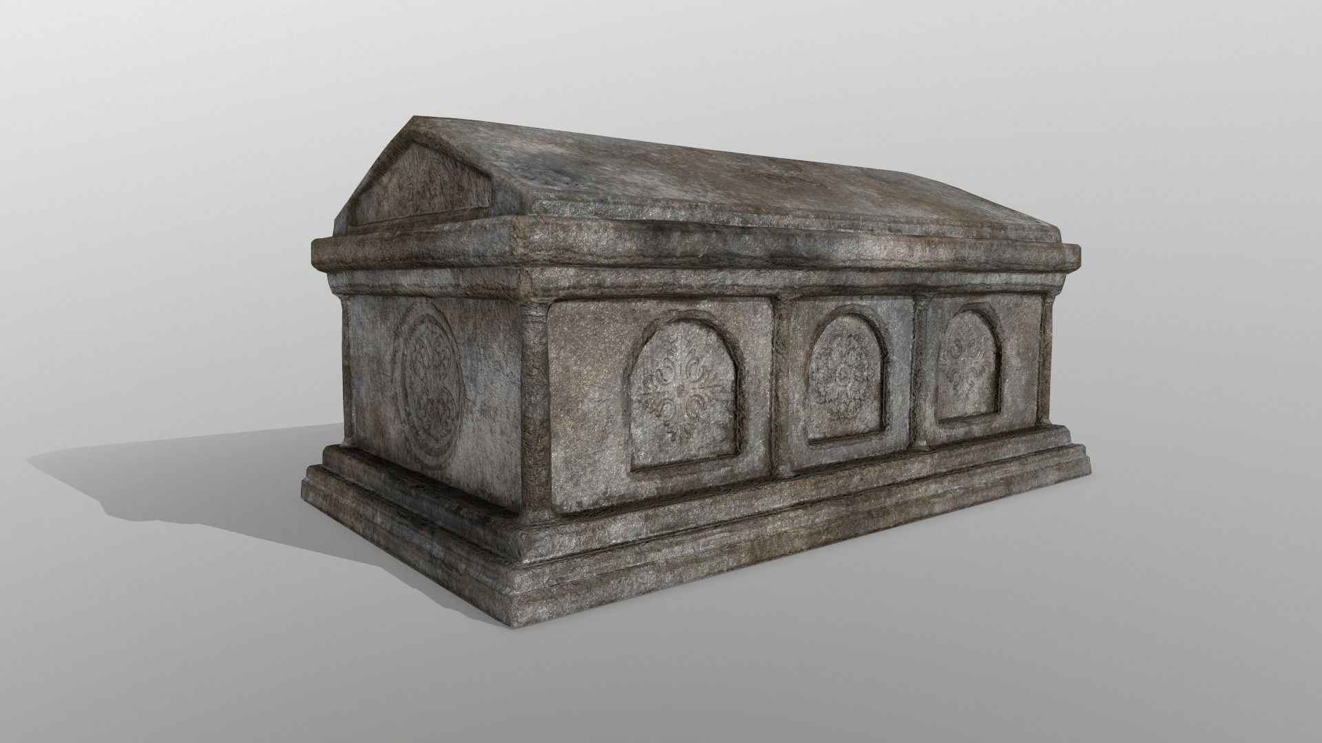 tomb 5 stone casket Low-poly 3D model_2