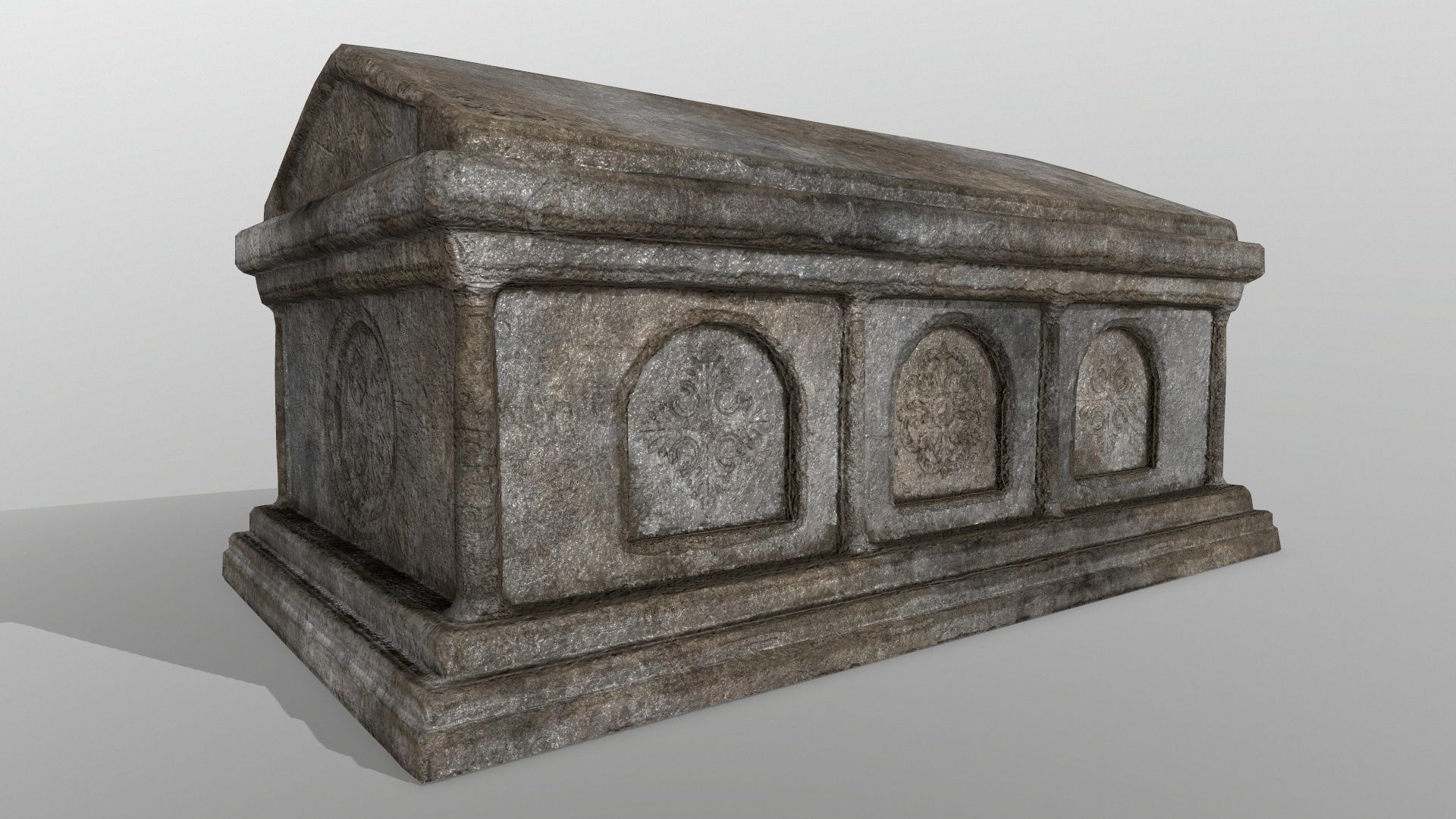 tomb 5 stone casket Low-poly 3D model_9