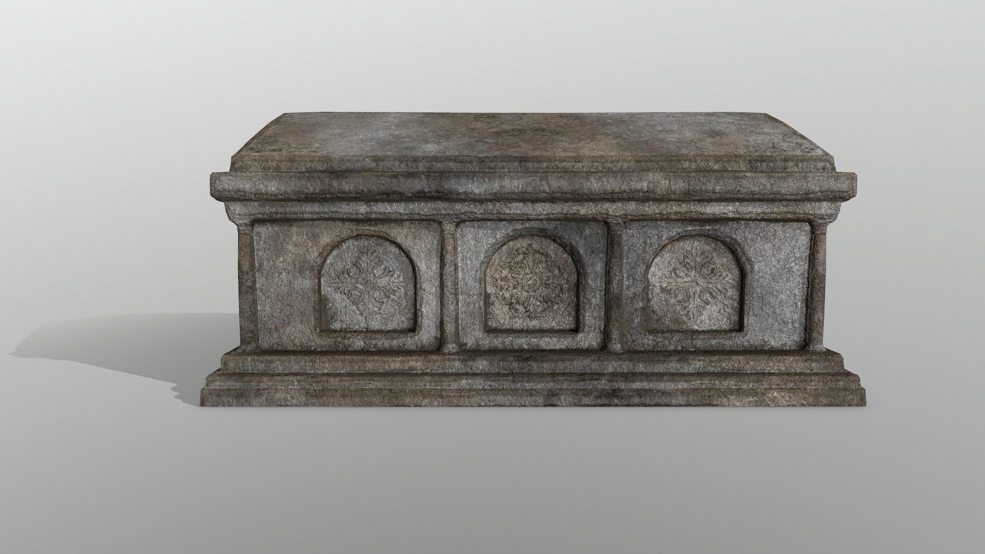 tomb 5 stone casket Low-poly 3D model_7