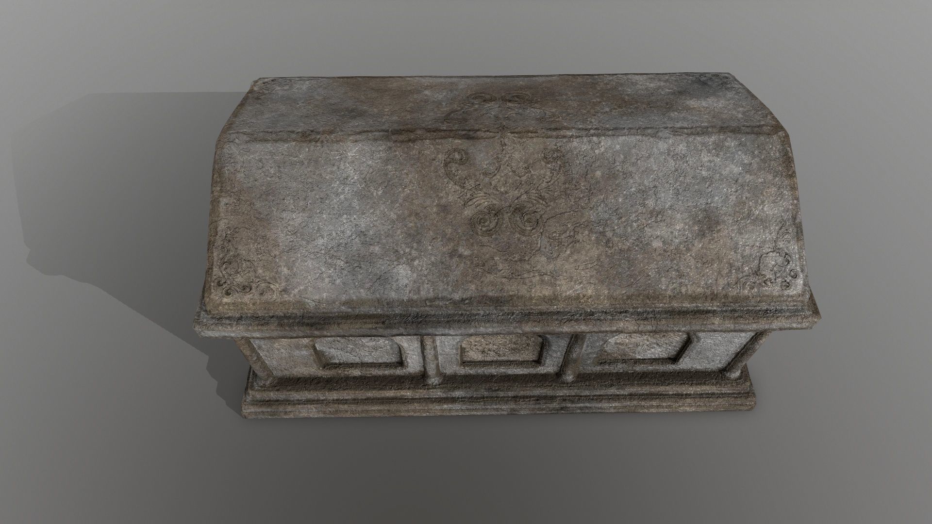 tomb 5 stone casket Low-poly 3D model_8