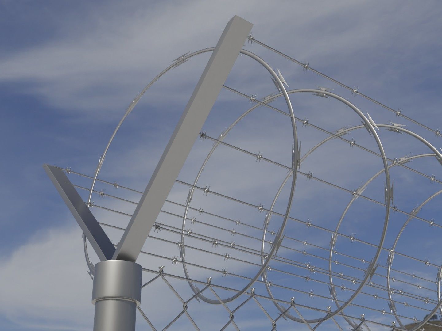 Barbed Wire Fence Low-poly 3D model_3