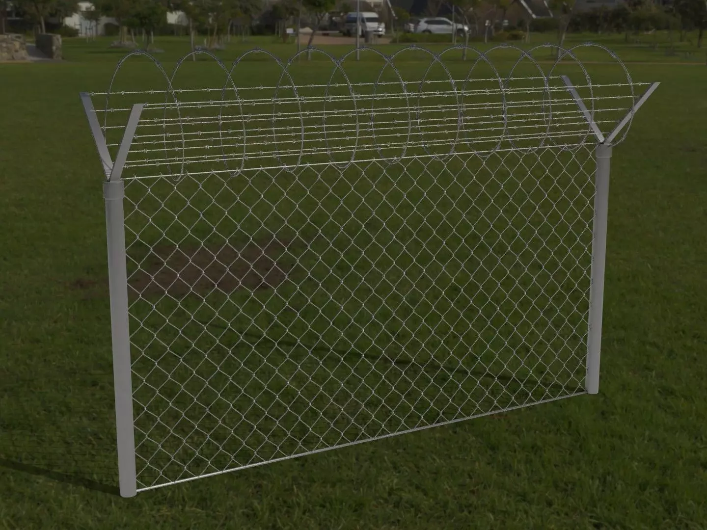 Barbed Wire Fence Low-poly 3D model_0