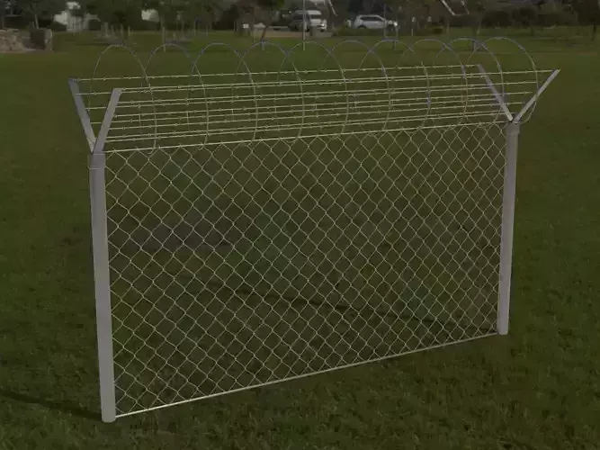 Barbed Wire Fence Low-poly 3D model