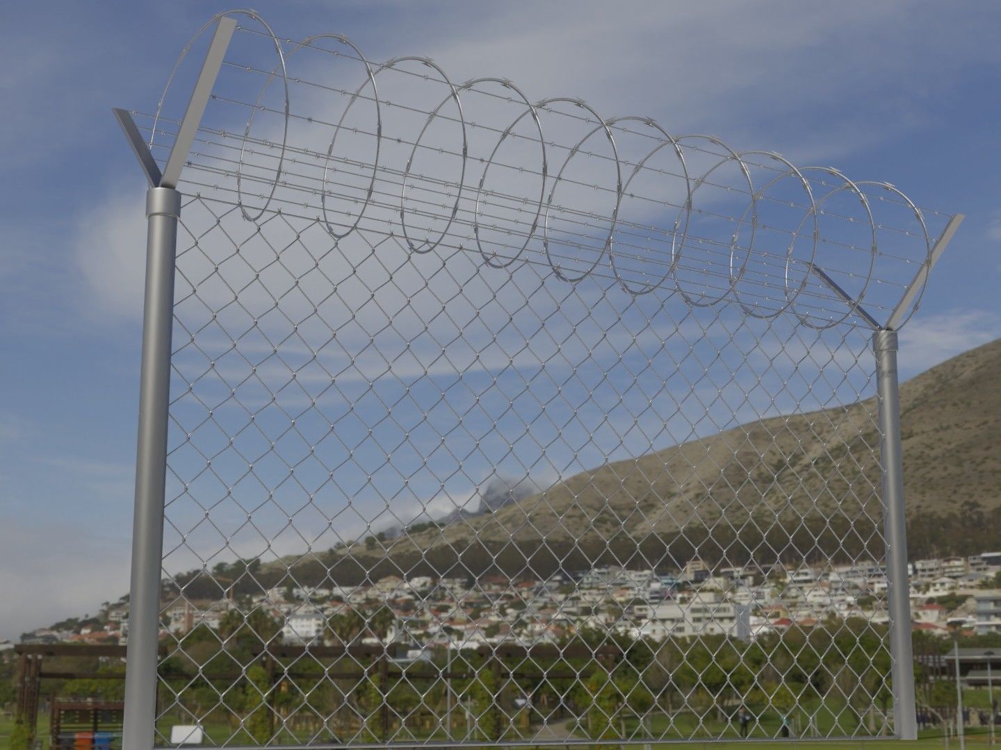 Barbed Wire Fence Low-poly 3D model_4