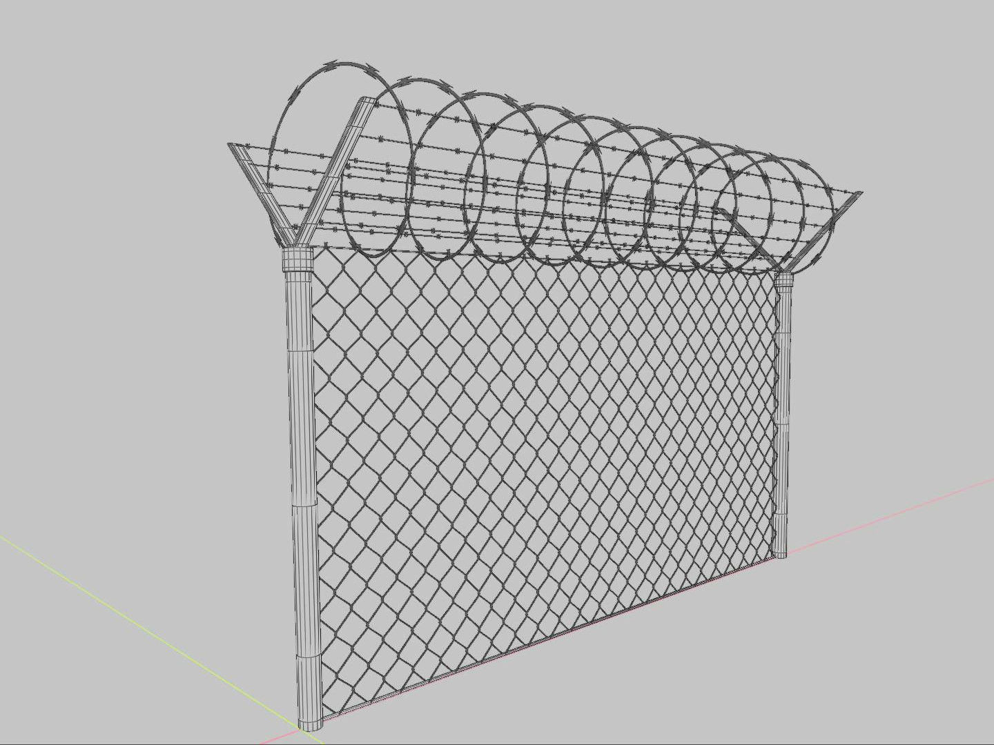 Barbed Wire Fence Low-poly 3D model_8