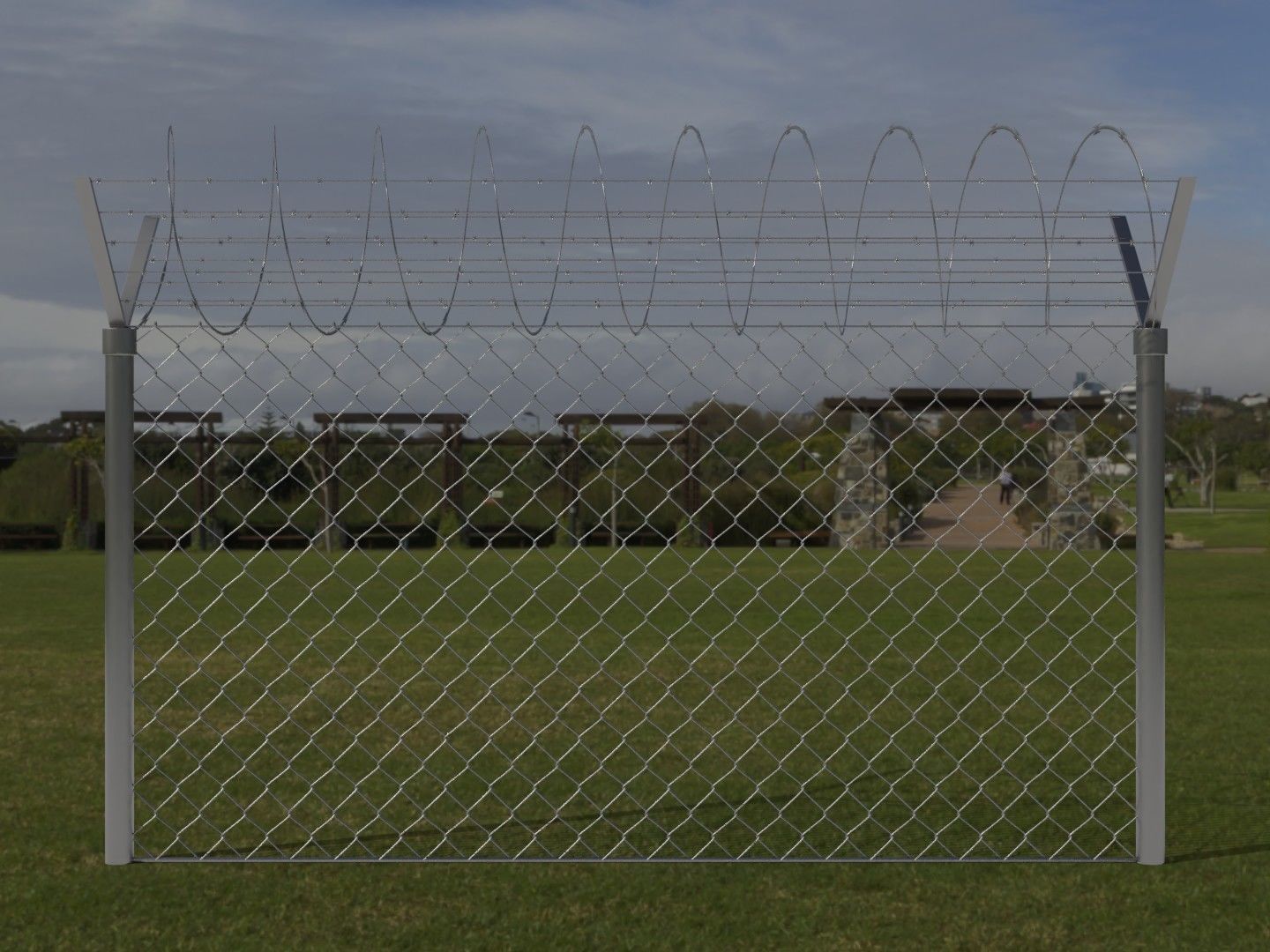 Barbed Wire Fence Low-poly 3D model_2