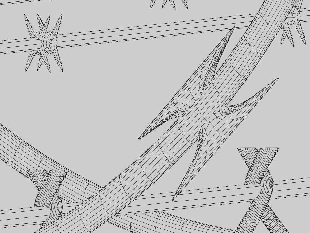 Barbed Wire Fence Low-poly 3D model_9