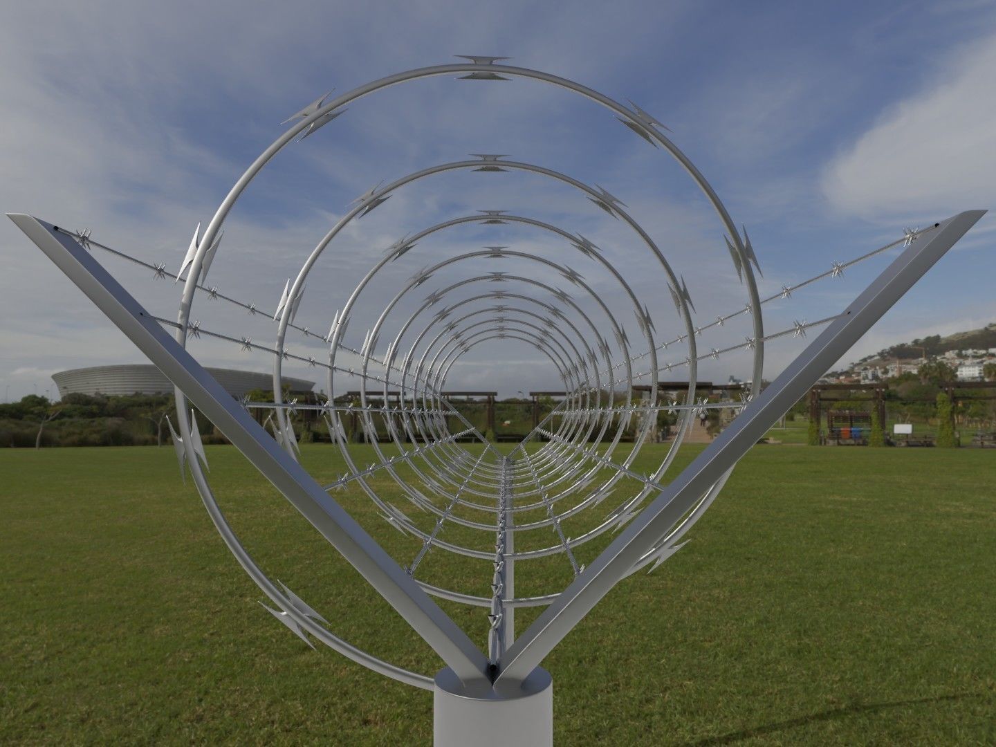 Barbed Wire Fence Low-poly 3D model_6