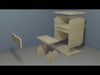 Nightstand with Bed Table Low-poly 3D model_1