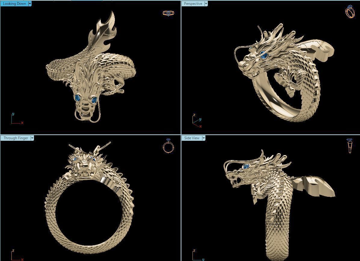 Men Dragon ring 3d print model 3D print model_5