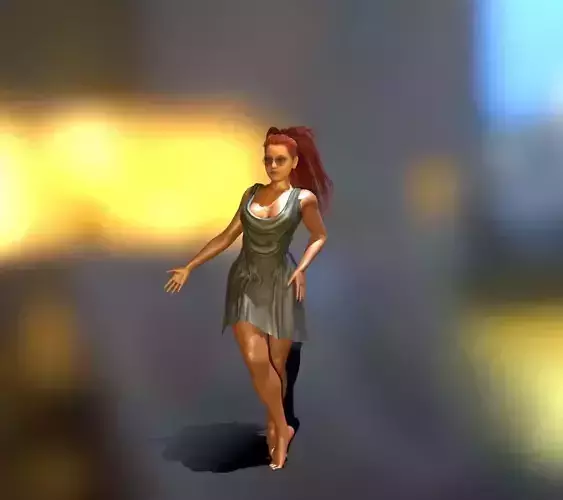 realistic Girl woman in silver dress