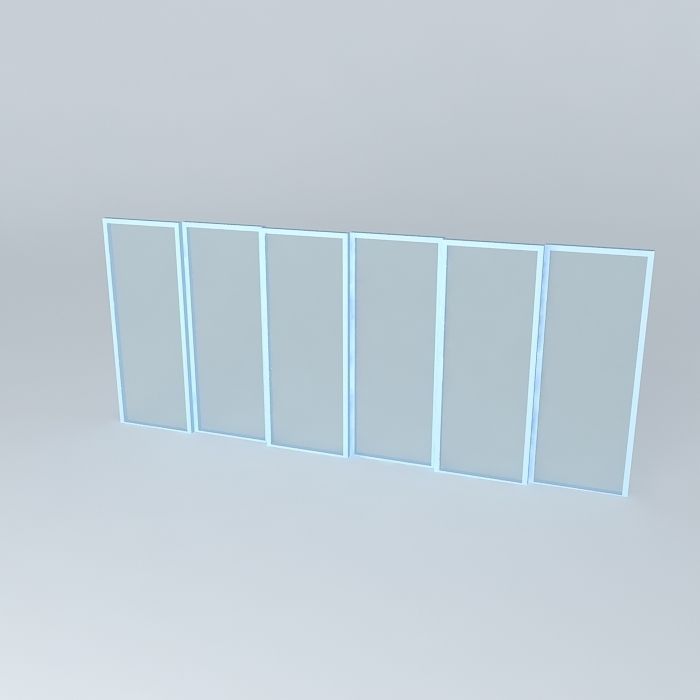 Window four glass doors Free 3D model_1