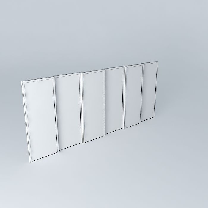 Window four glass doors Free 3D model_4