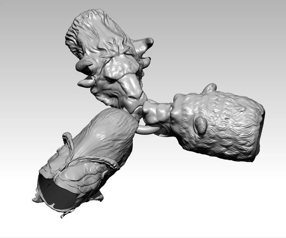 Detailed Animal Head Chain Bracelets Laces ends pieces  3D print model_0