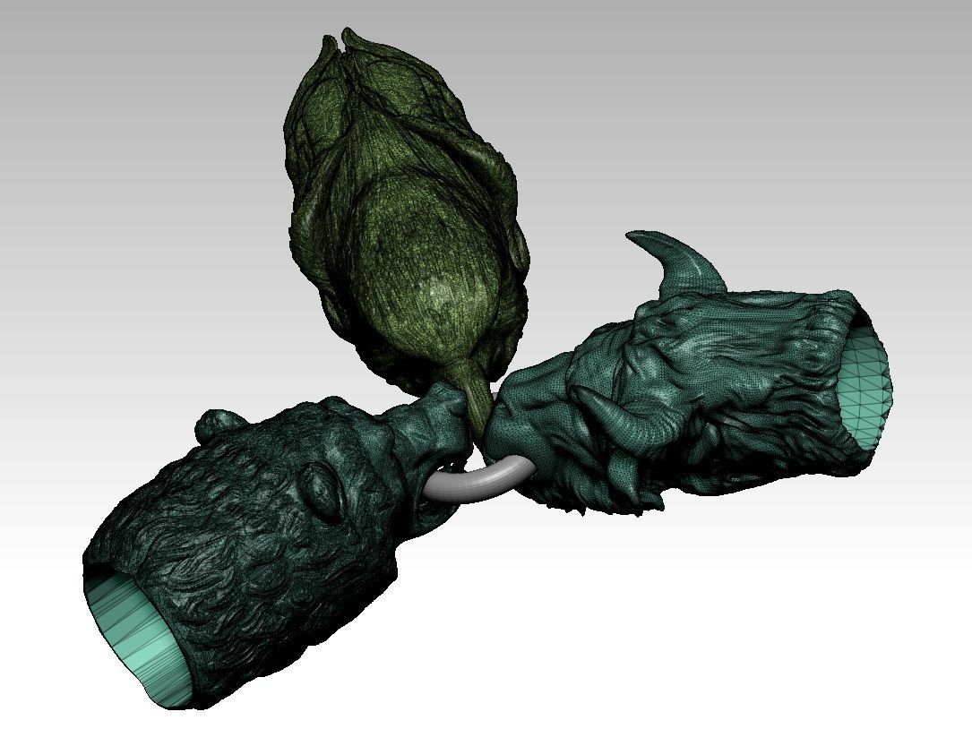 Detailed Animal Head Chain Bracelets Laces ends pieces  3D print model_4