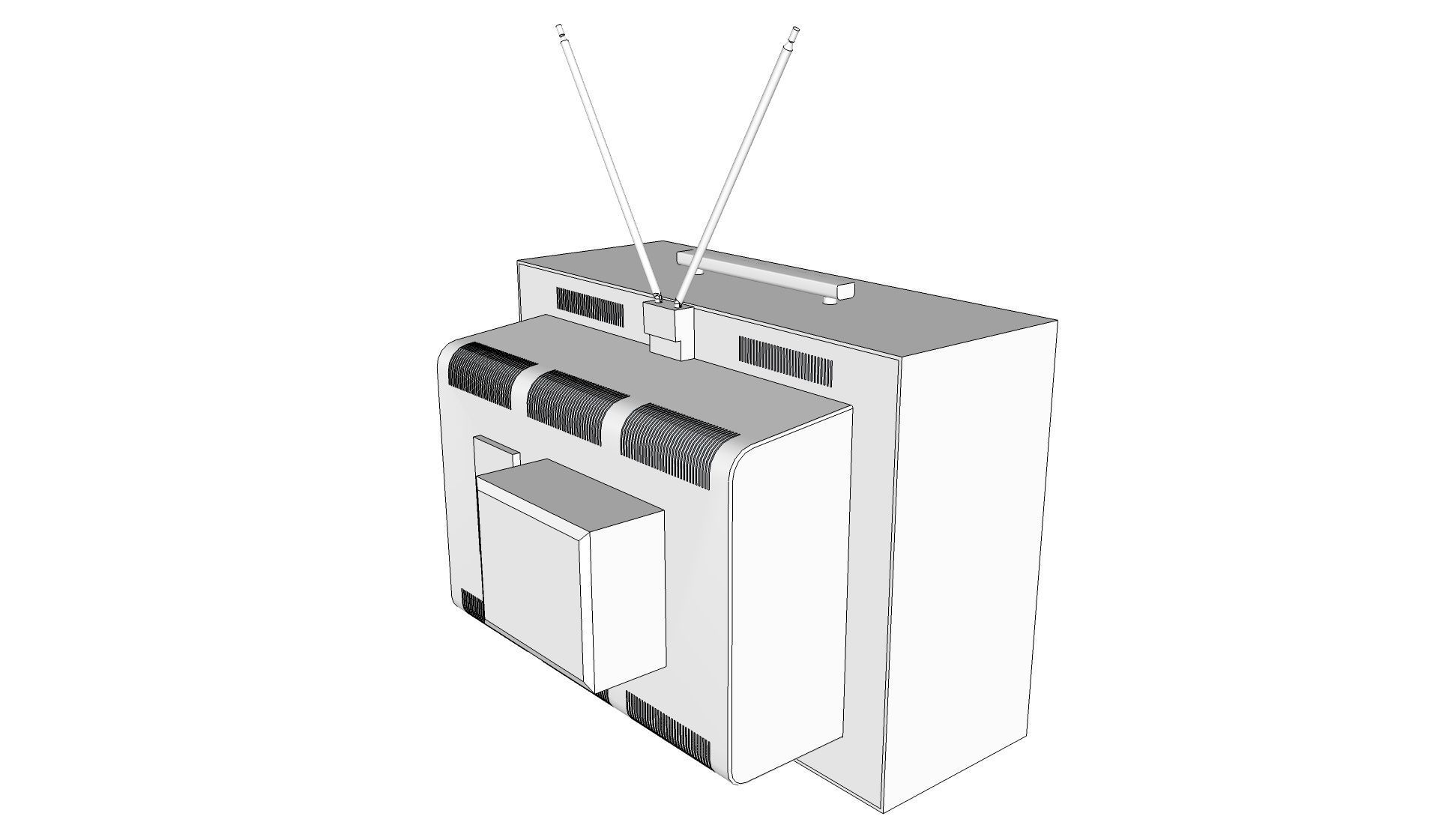 Old color TV 3D model_14
