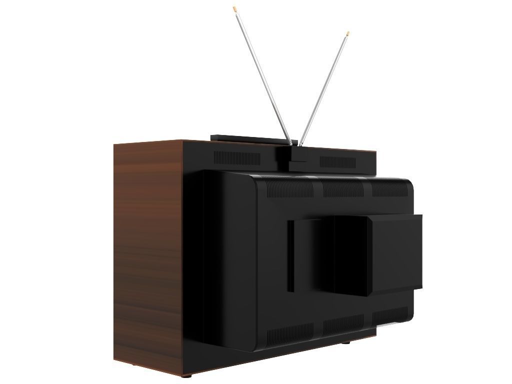 Old color TV 3D model_3