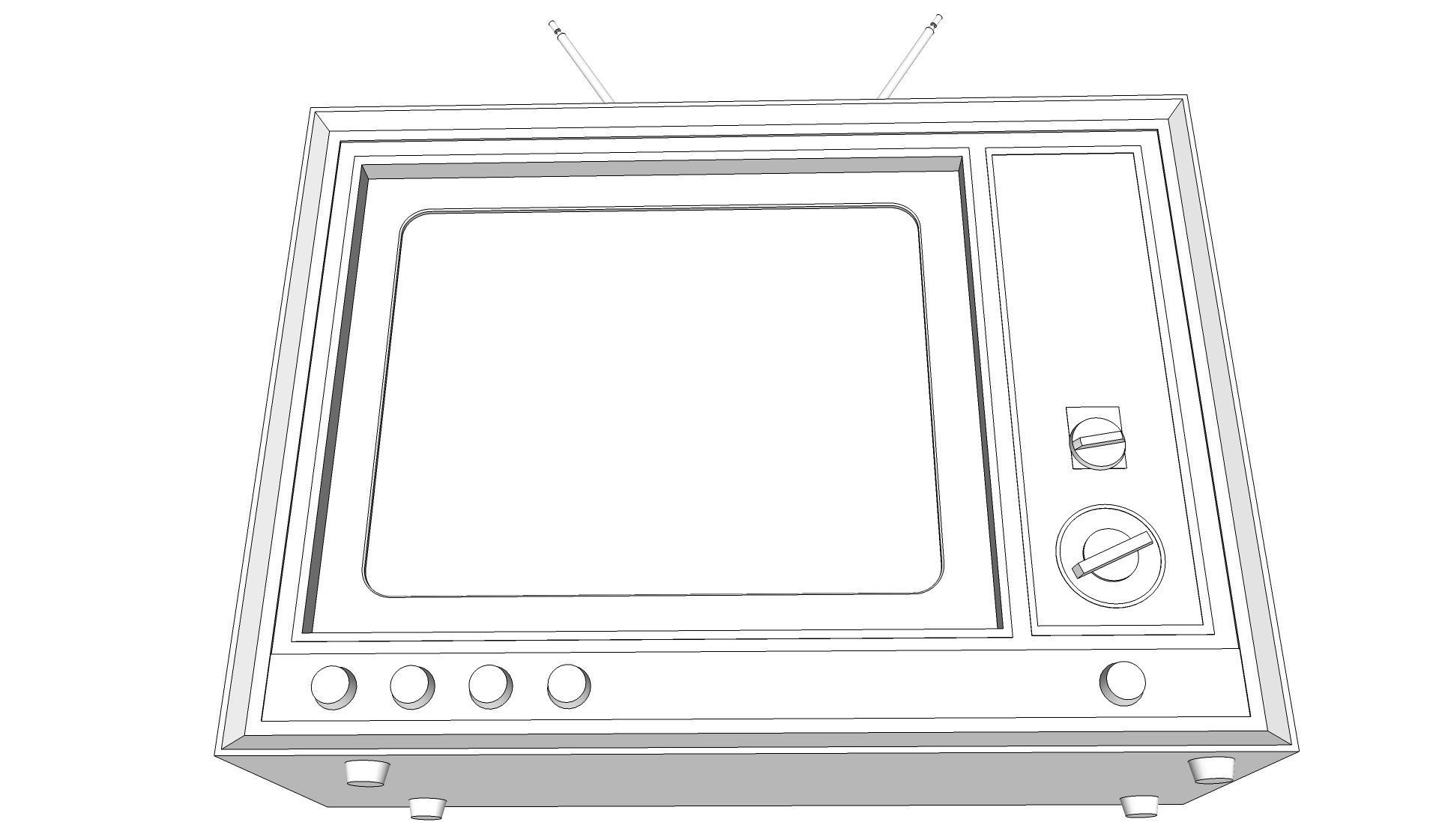 Old color TV 3D model_17