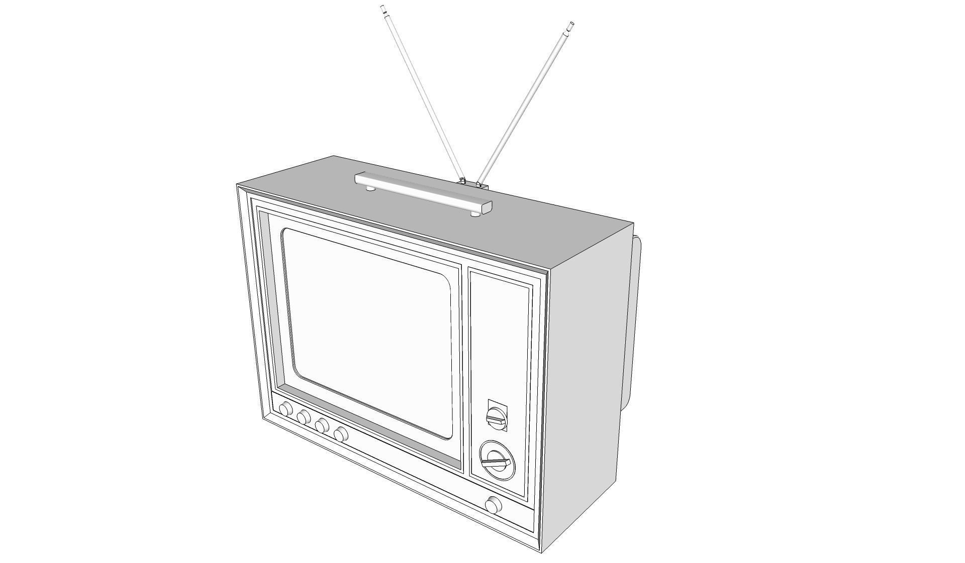 Old color TV 3D model_12