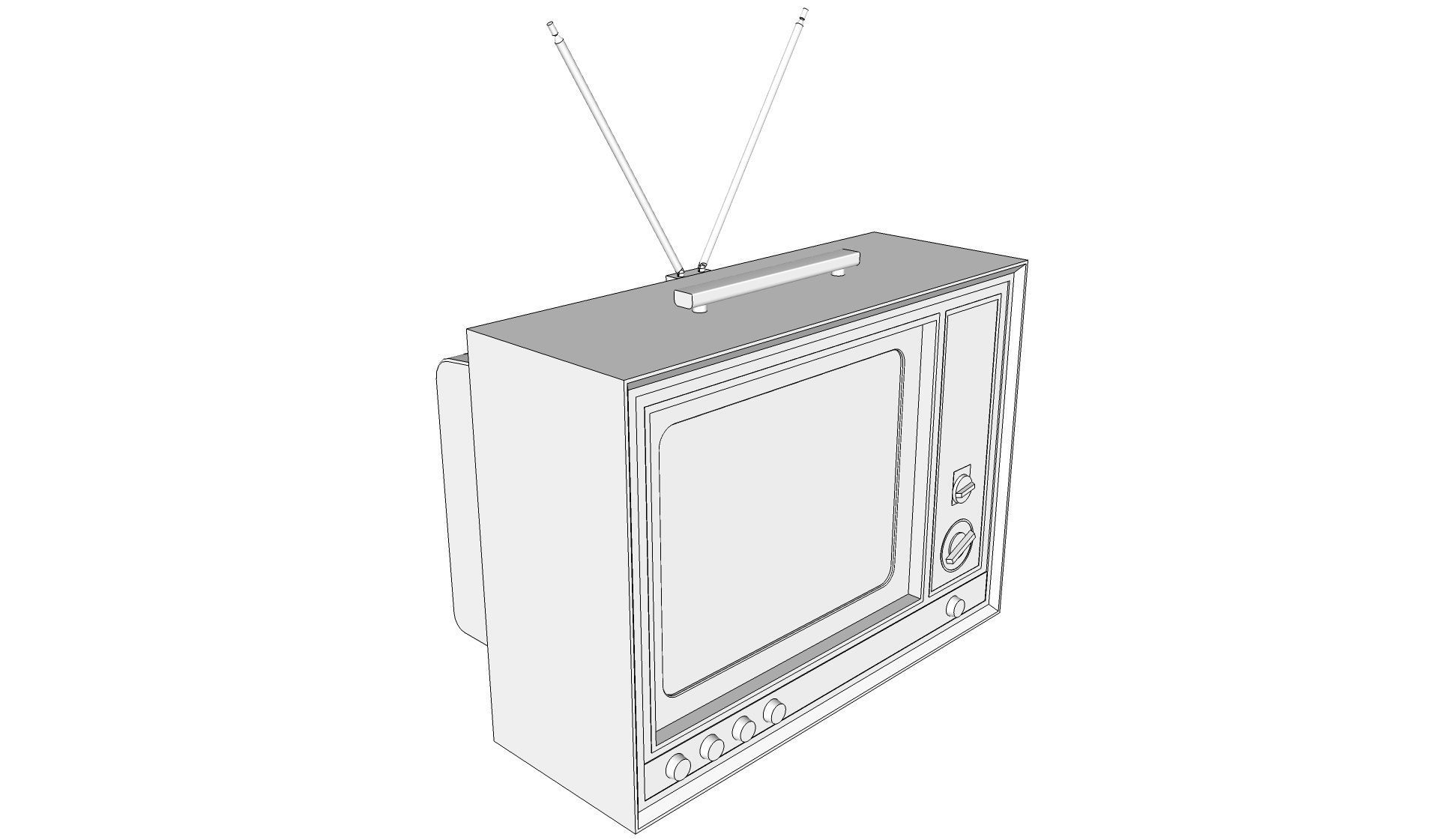 Old color TV 3D model_15