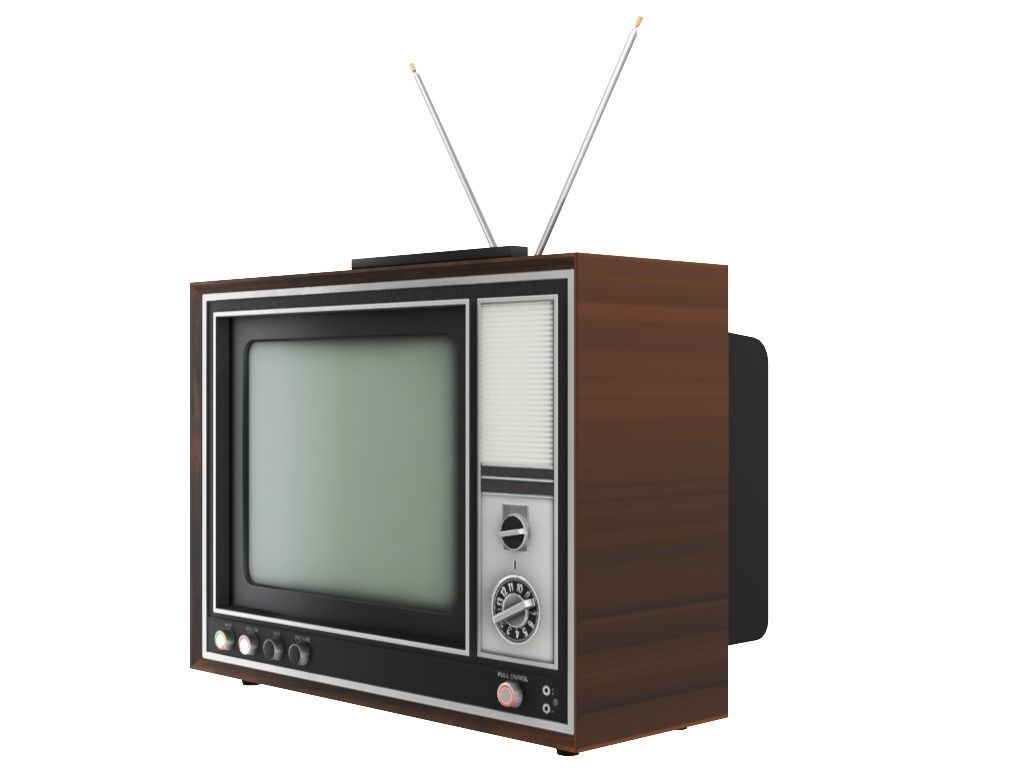 Old color TV 3D model_1
